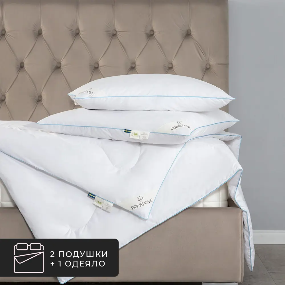 Фото Набор 1 одеяло+2 подушки Linen льняное волокно в хлопковом тике 140x205 см 50x70 см Фото Набор 1 одеяло+2 подушки Linen льняное волокно в хлопковом тике 140x205 см 50x70 см