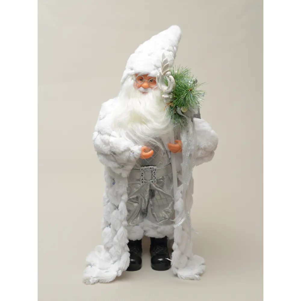 Фото 2 Новогодняя фигура China Dans 98179918 Дед Мороз в белой шубе 45 см