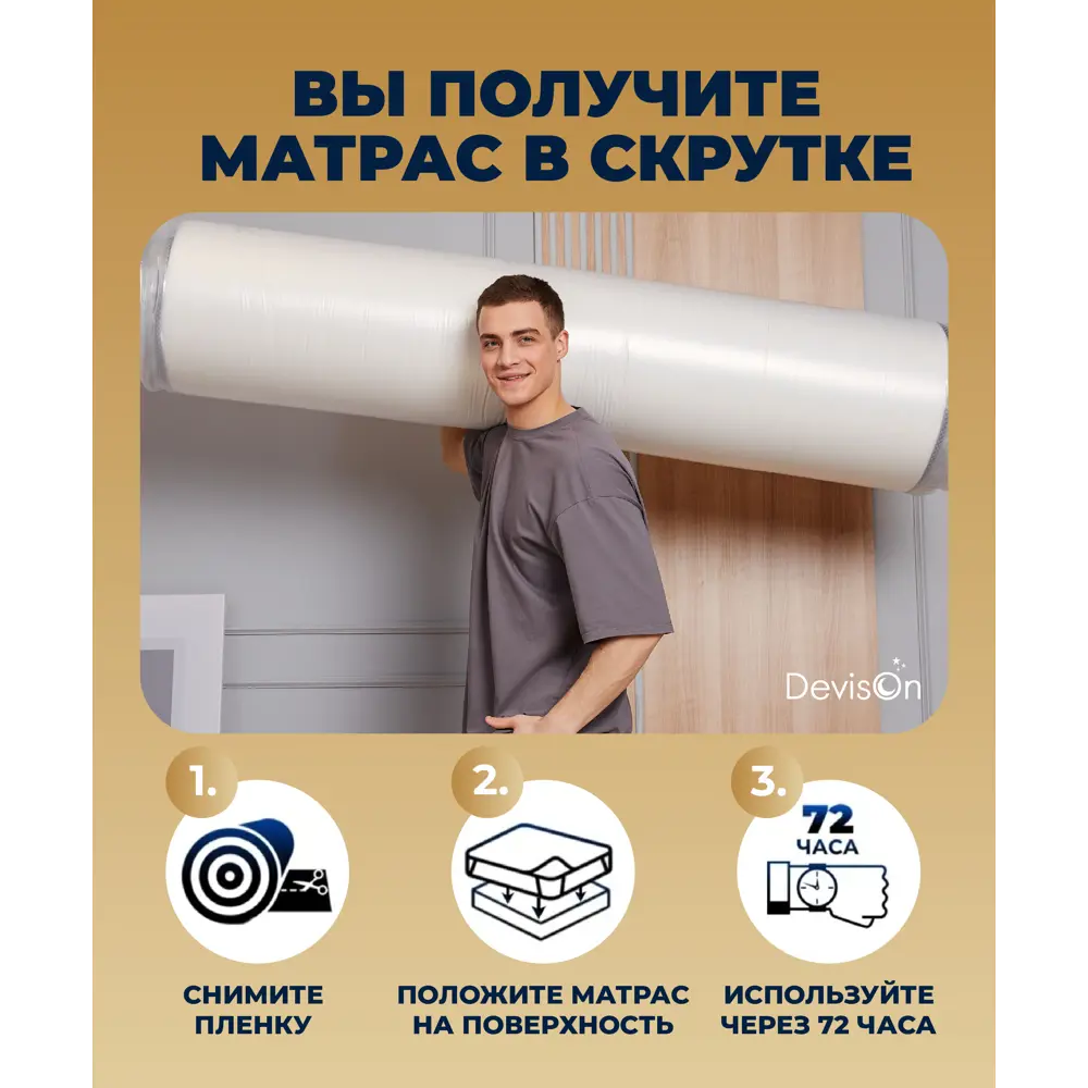 Фото 7 Матрас Devison Memory 160x200x19 см беспружинный, двуспальный Фото 7 Матрас Devison Memory 160x200x19 см беспружинный, двуспальный