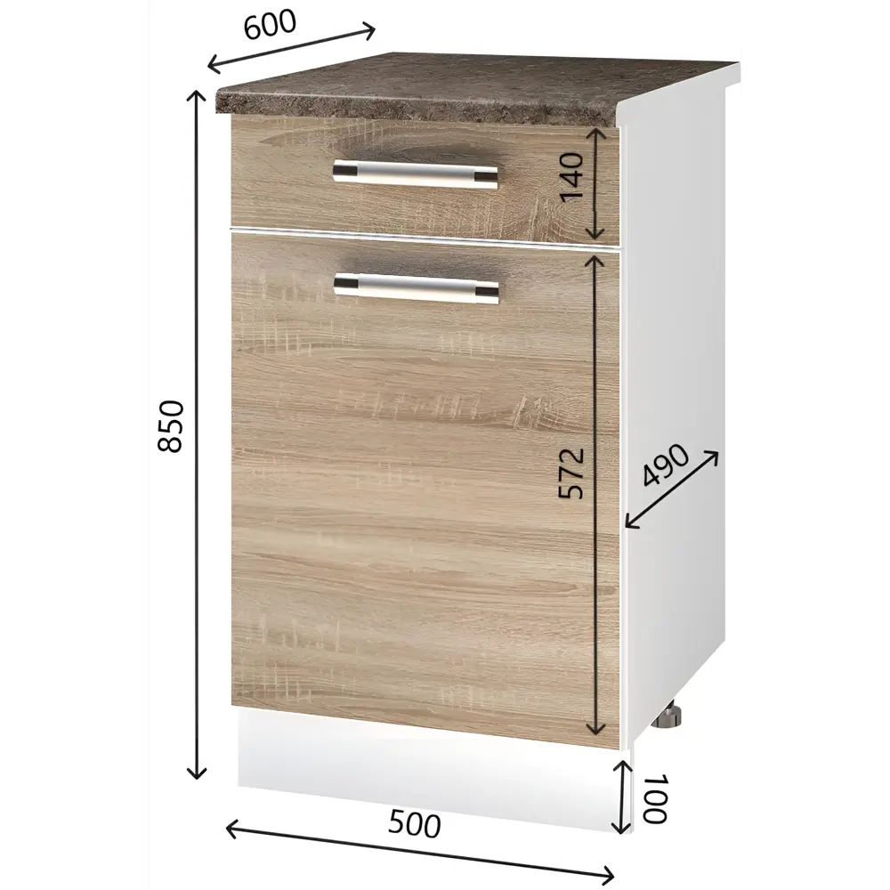 Фото 2 Напольный шкаф с ящиком Sav Agata 50x85x60 см МДФ цвет дуб сонома Фото 2 Напольный шкаф с ящиком Sav Agata 50x85x60 см МДФ цвет дуб сонома