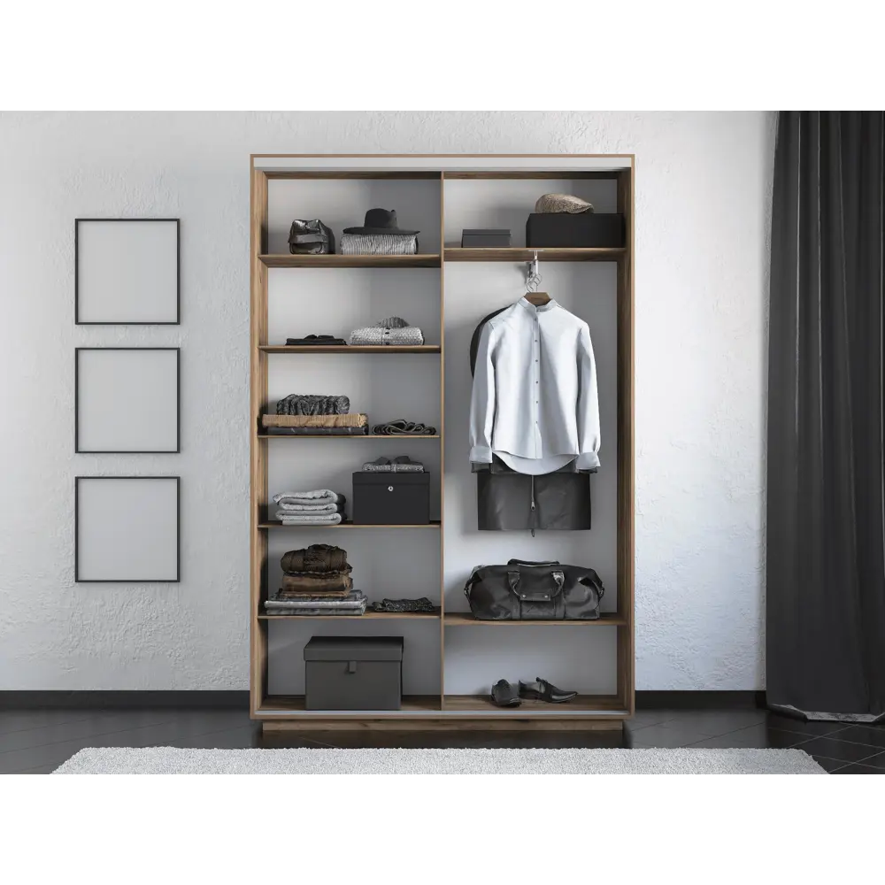 Фото 2 Шкаф-купе МК Е1-Юг Экспресс 1011 220x120x45 см 7 полок ЛДСП цвет крафт табачный