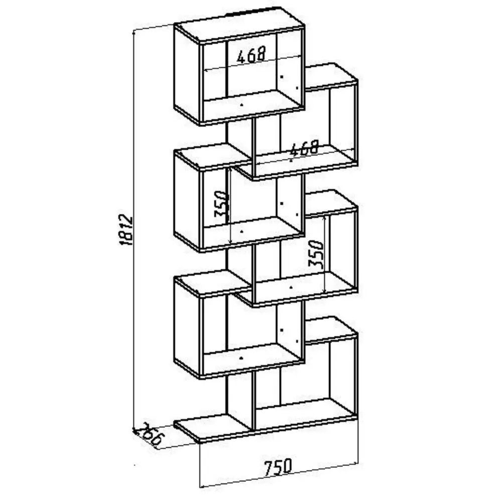 Фото 3 Стеллаж с полками Мебельная компания "мама" 75x181x26 см ЛДСП цвет венге/ясень шимо светлый нагрузка на полку до 7 кг