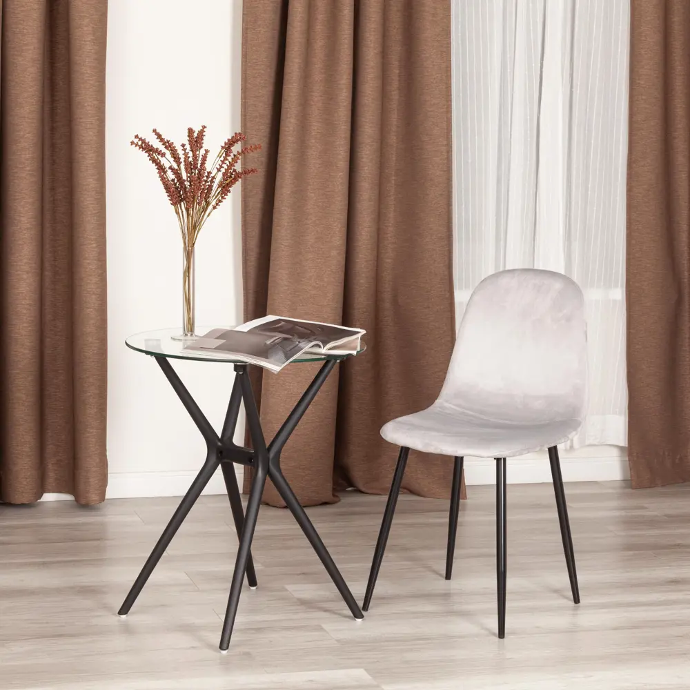 Фото 2 Кухонный стул Tetchair Breeze 87x53x44 см вельвет цвет светло-серый/черный