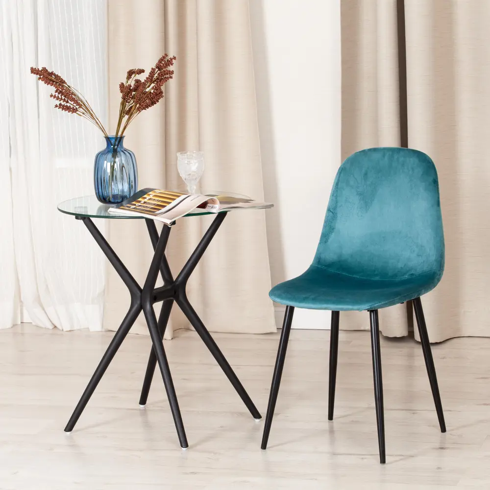 Фото 2 Кухонный стул Tetchair Breeze 87x53x44 см вельвет цвет темно-бирюзовый Фото 2 Кухонный стул Tetchair Breeze 87x53x44 см вельвет цвет темно-бирюзовый