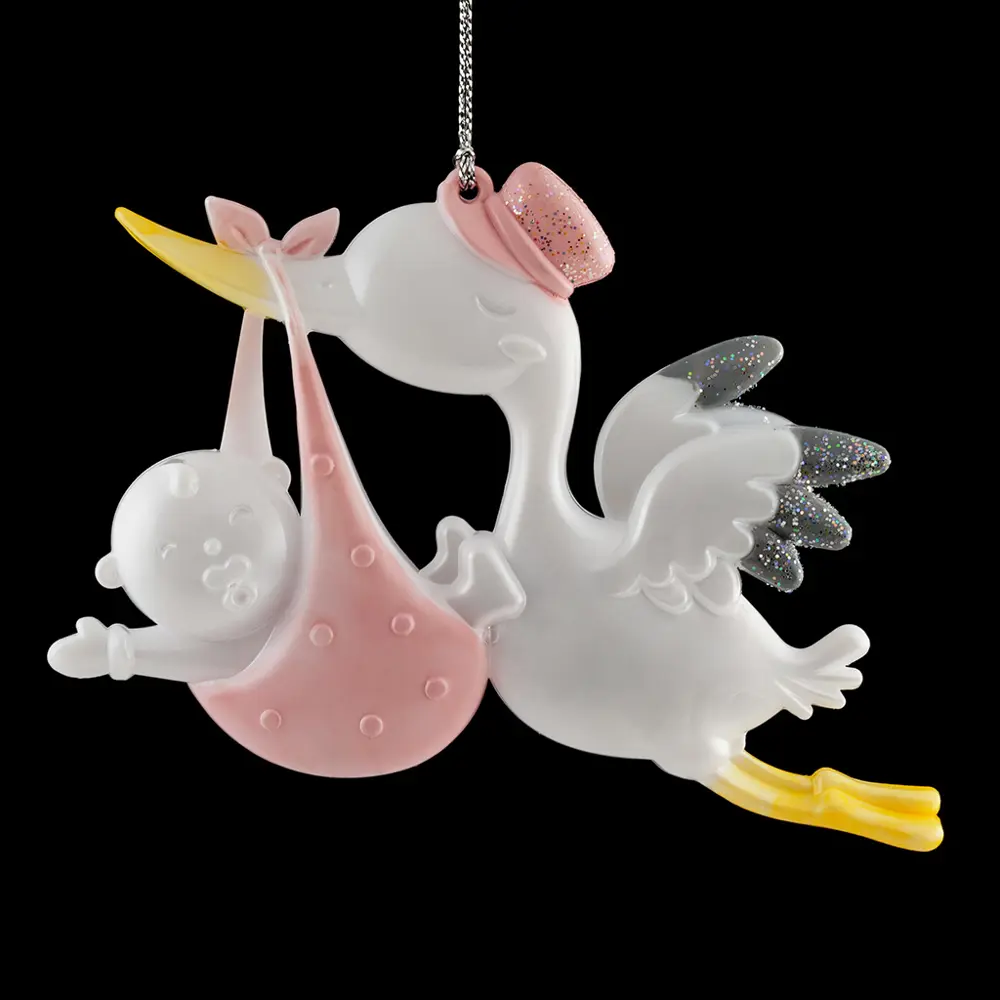 Фото Елочная игрушка Аист с ребенком Erichkrause decor 51168 44 см х 25 см розовый Фото Елочная игрушка Аист с ребенком Erichkrause decor 51168 44 см х 25 см розовый