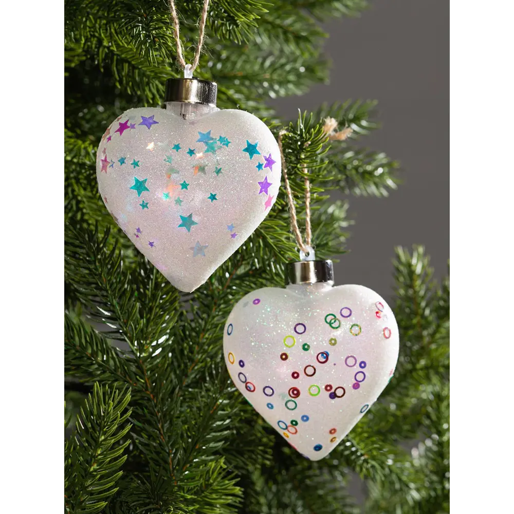Фото 2 Набор елочных шаров Luazon lighting 5864404 Сердце блестящее 5.5 см металл и пластик белый 2 шт Фото 2 Набор елочных шаров Luazon lighting 5864404 Сердце блестящее 5.5 см металл и пластик белый 2 шт