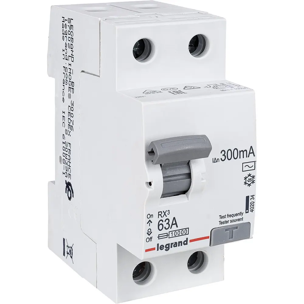 Фото УЗО Legrand RX3 2P 63 А 300 мА 10 кА АС Фото УЗО Legrand RX3 2P 63 А 300 мА 10 кА АС