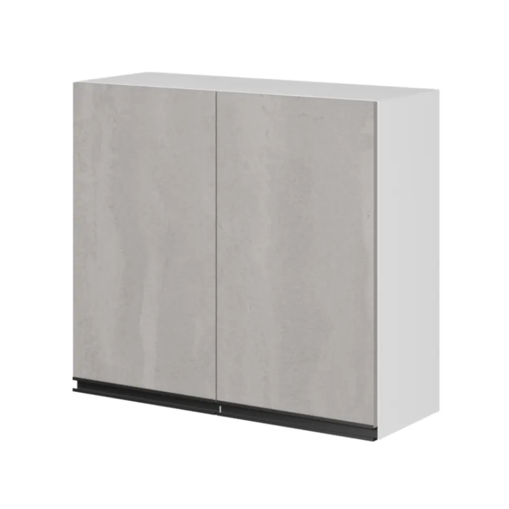 Фото Навесной шкаф 2 дверцы Клик мебель Сюита 80x72x30 см ЛДСП цвет белый/антрацит/бетон светлый