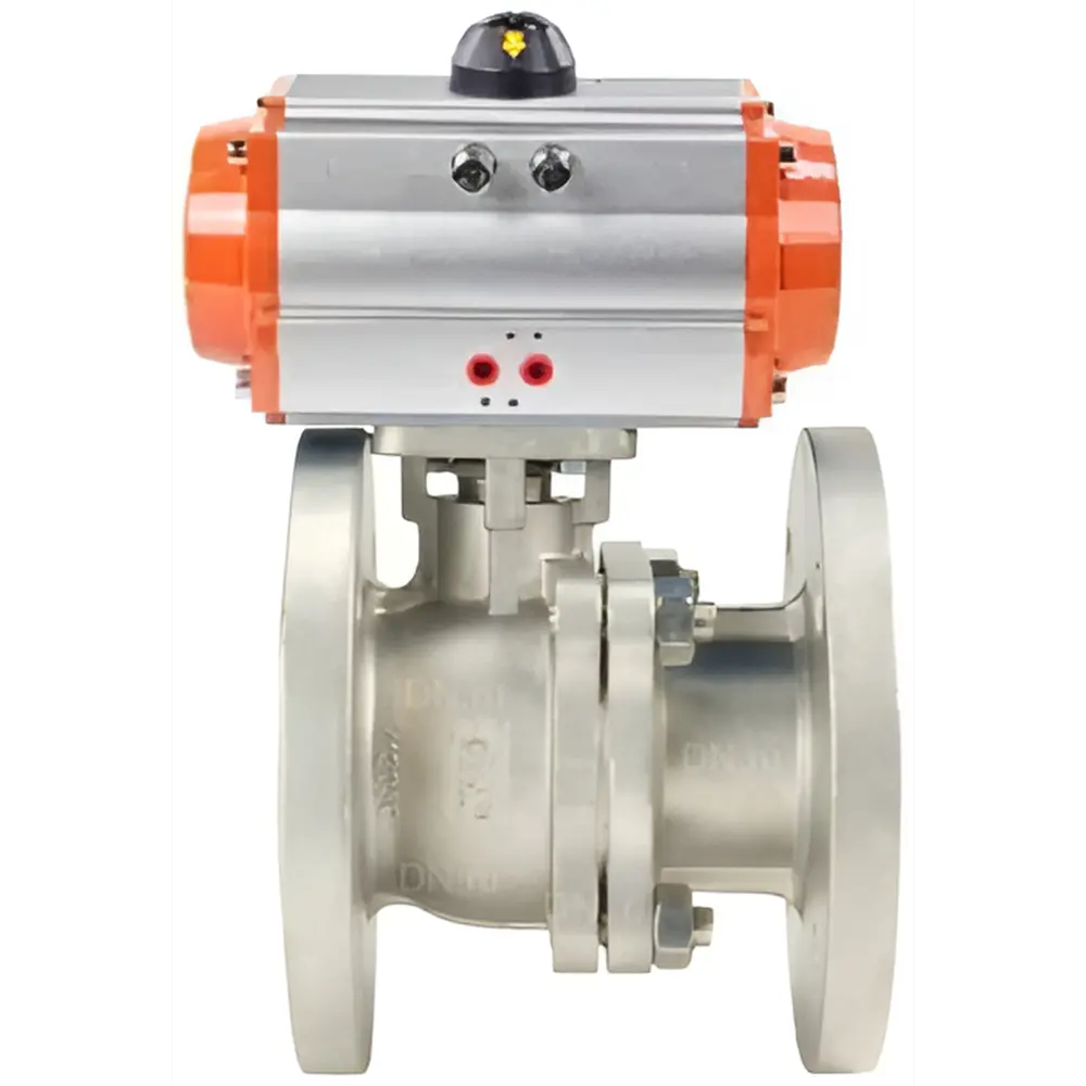 Фото Кран шаровой с пневмоприводом DN.RU D160-01977 фланцевый нержавеющая сталь