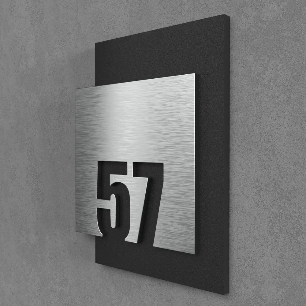 Фото Цифры на дверь квартиры Бестмедиа самоклеящиеся №57 15x12 см царапанное серебро