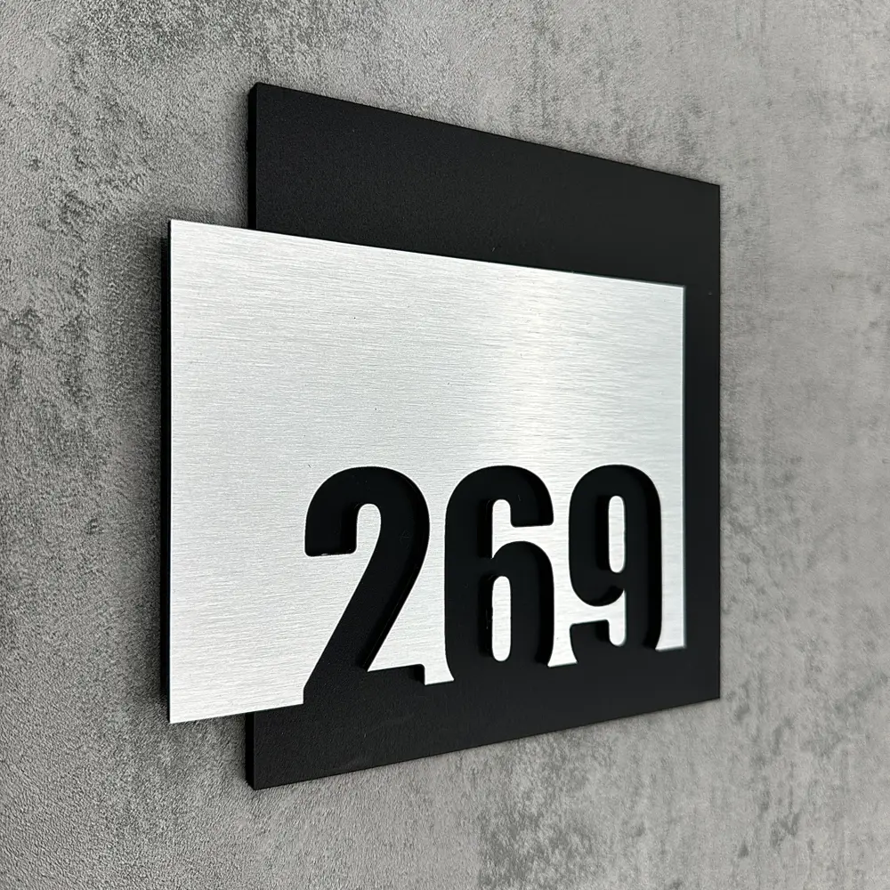 Фото 3 Цифры на дверь квартиры Бестмедиа самоклеящиеся №269 15x12 см царапанное серебро