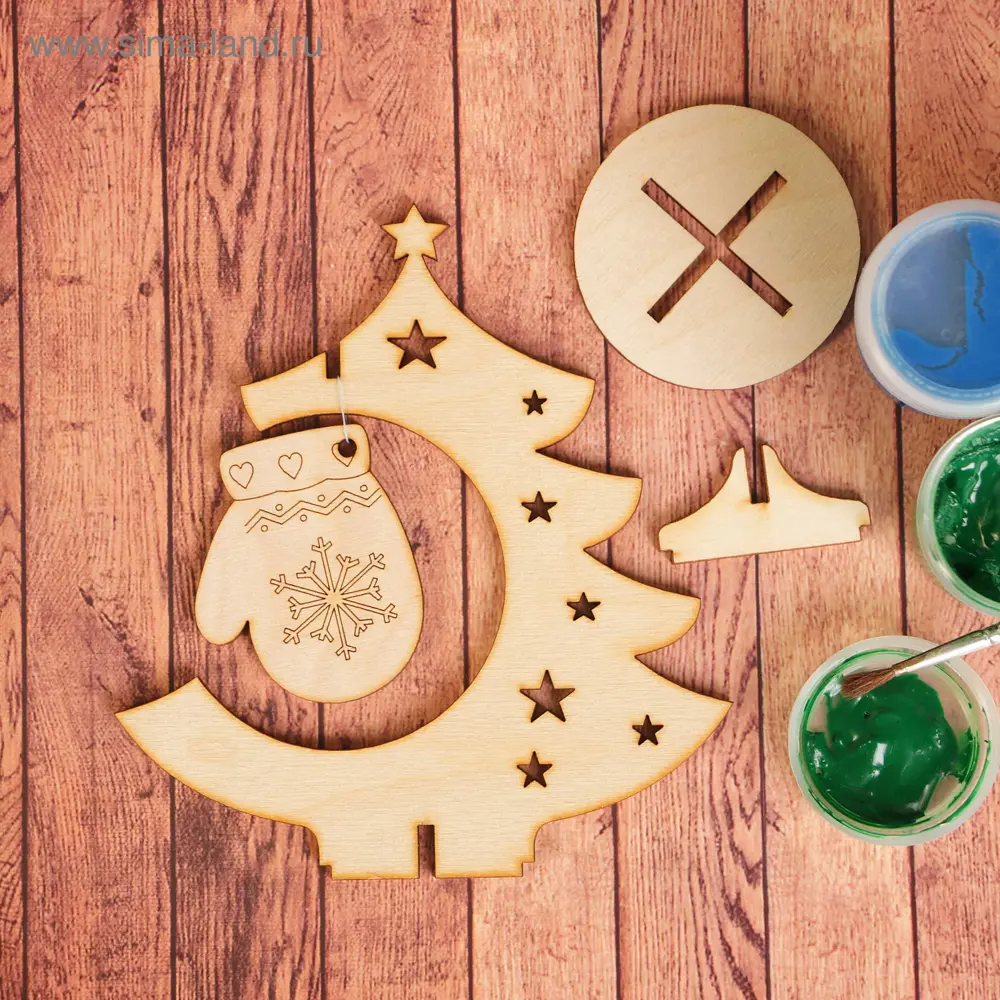 Фото 4 Заготовка для творчества Зимнее Волшебство Ёлка с варежкой