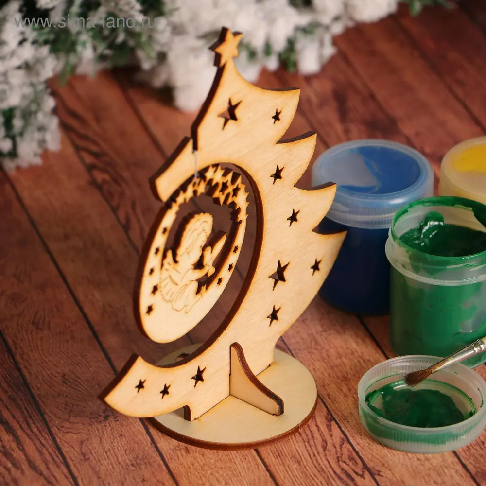 Фото 3 Заготовка для творчества Зимнее Волшебство Ёлка с ангелом и голубем