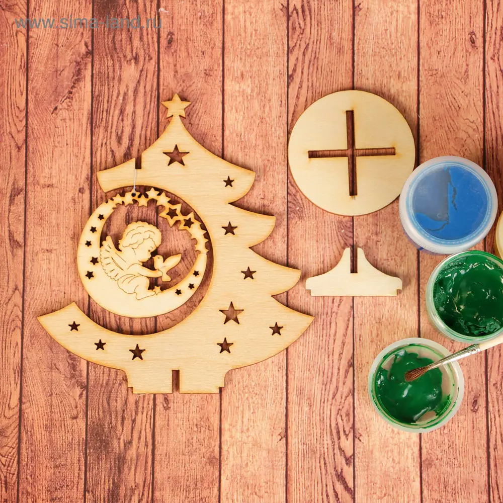 Фото 4 Заготовка для творчества Зимнее Волшебство Ёлка с ангелом и голубем