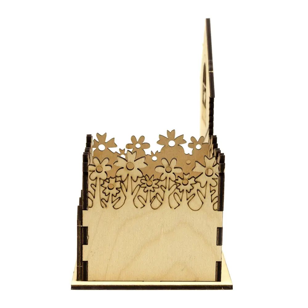 Фото 4 Подставка под карандаши деревянная Кошкин двор 16.5x9x15см 3мм толщина фанеры