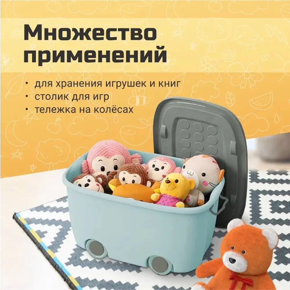 Фото 4 Набор ящиков для хранения 2 шт Homium 58x40x38 см пластик цвет голубой Фото 4 Набор ящиков для хранения 2 шт Homium 58x40x38 см пластик цвет голубой