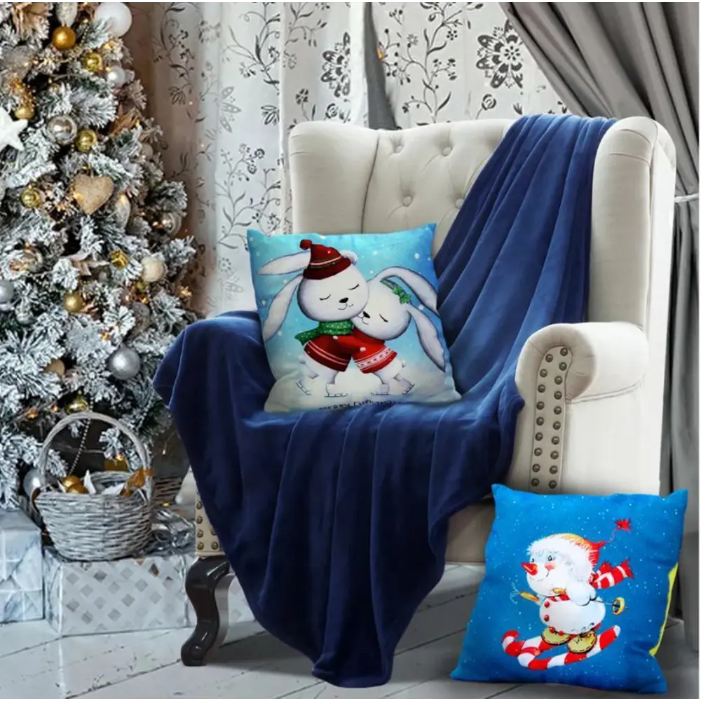 Фото 3 Декоративная подушка Славянский текстиль New Year 5010918/Snowman, 38x38 см цвет синий, белый Фото 3 Декоративная подушка Славянский текстиль New Year 5010918/Snowman, 38x38 см цвет синий, белый