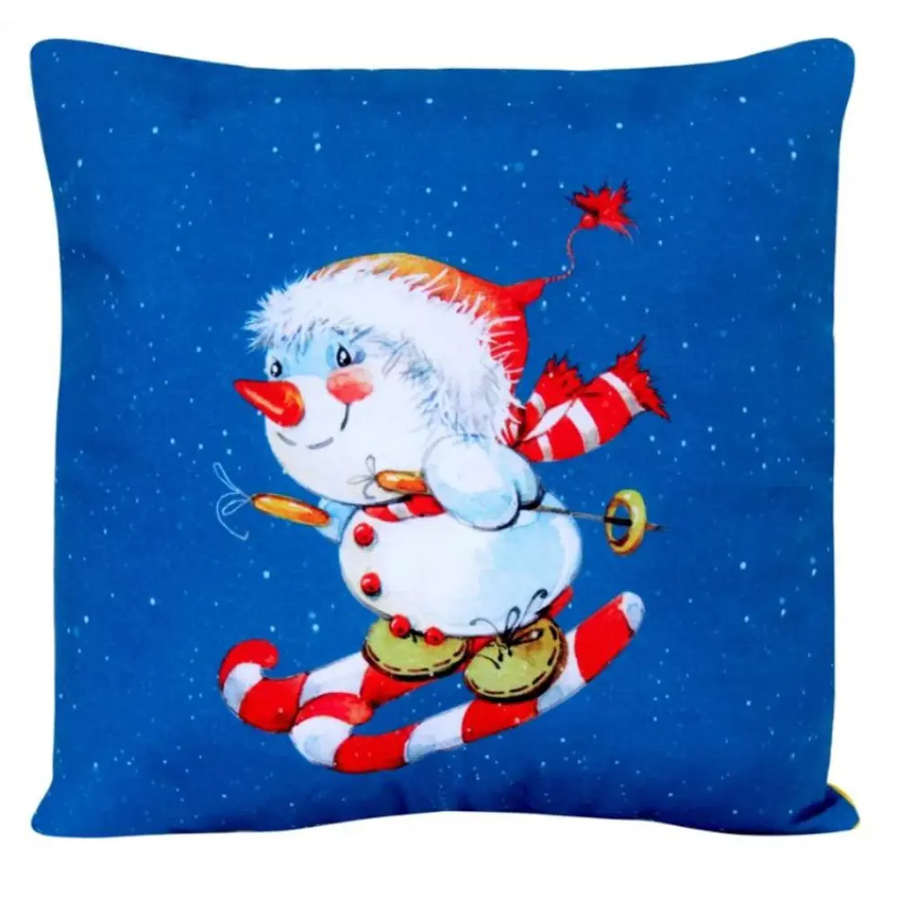 Фото Декоративная подушка Славянский текстиль New Year 5010918/Snowman, 38x38 см цвет синий, белый Фото Декоративная подушка Славянский текстиль New Year 5010918/Snowman, 38x38 см цвет синий, белый
