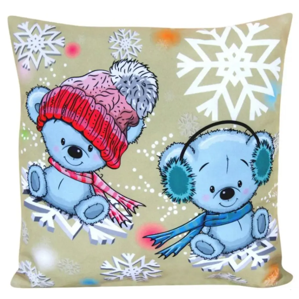 Фото Декоративная подушка Славянский текстиль New Year 5010918/Funny bears, 38x38 см цвет коричневый, голубой Фото Декоративная подушка Славянский текстиль New Year 5010918/Funny bears, 38x38 см цвет коричневый, голубой