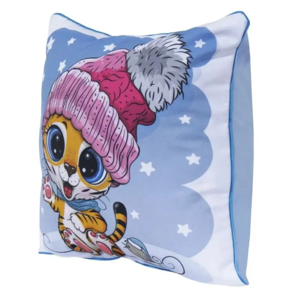 Фото 2 Декоративная подушка Славянский текстиль New Year 5010918/winter tiger, 38x38 см цвет синий, желтый, красный Фото 2 Декоративная подушка Славянский текстиль New Year 5010918/winter tiger, 38x38 см цвет синий, желтый, красный