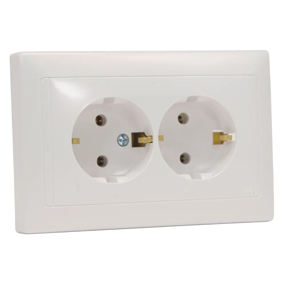 Фото Розетка двойная встраиваемая Bylectrica Стиль РС16-313 с заземлением цвет перламутровый