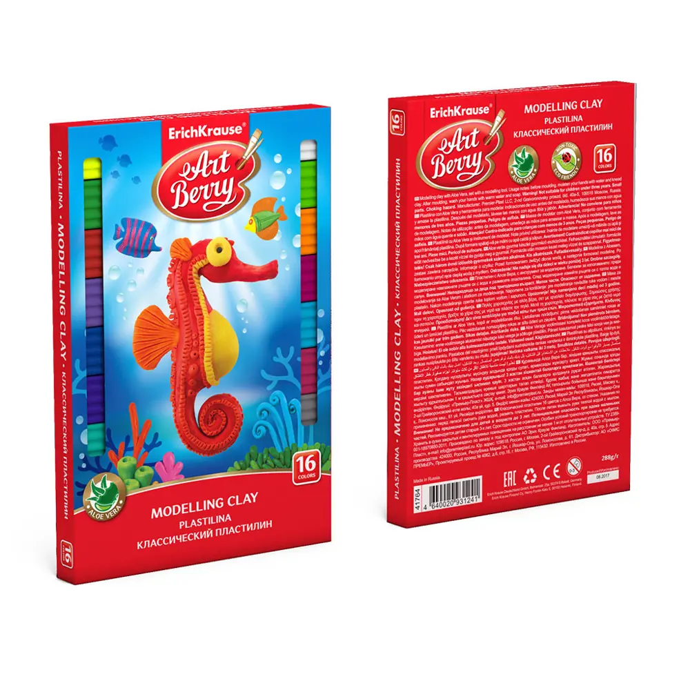 Фото 4 Классический пластилин ArtBerry с Алоэ Вера 16 цветов со стеком, 288г Фото 4 Классический пластилин ArtBerry с Алоэ Вера 16 цветов со стеком, 288г