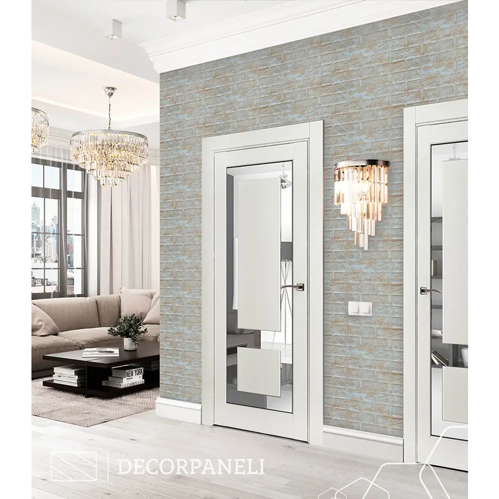 Фото 4 Комплект панелей ПВХ Decorpaneli Кирпич оранжевый с белым 770x700мм 10.7м² 20шт Фото 4 Комплект панелей ПВХ Decorpaneli Кирпич оранжевый с белым 770x700мм 10.7м² 20шт