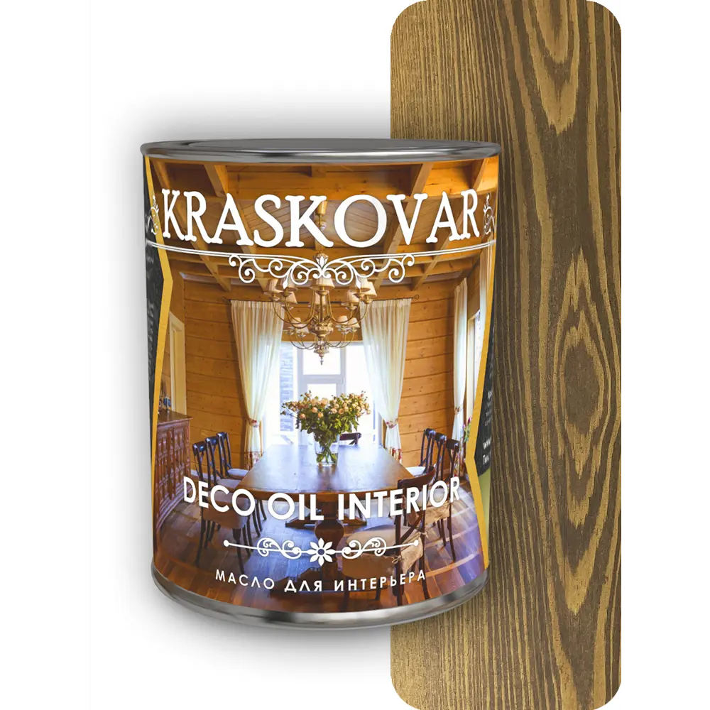 Фото Масло для интерьера Kraskovar Deco Oil Interior Орех 0.75 л Фото Масло для интерьера Kraskovar Deco Oil Interior Орех 0.75 л