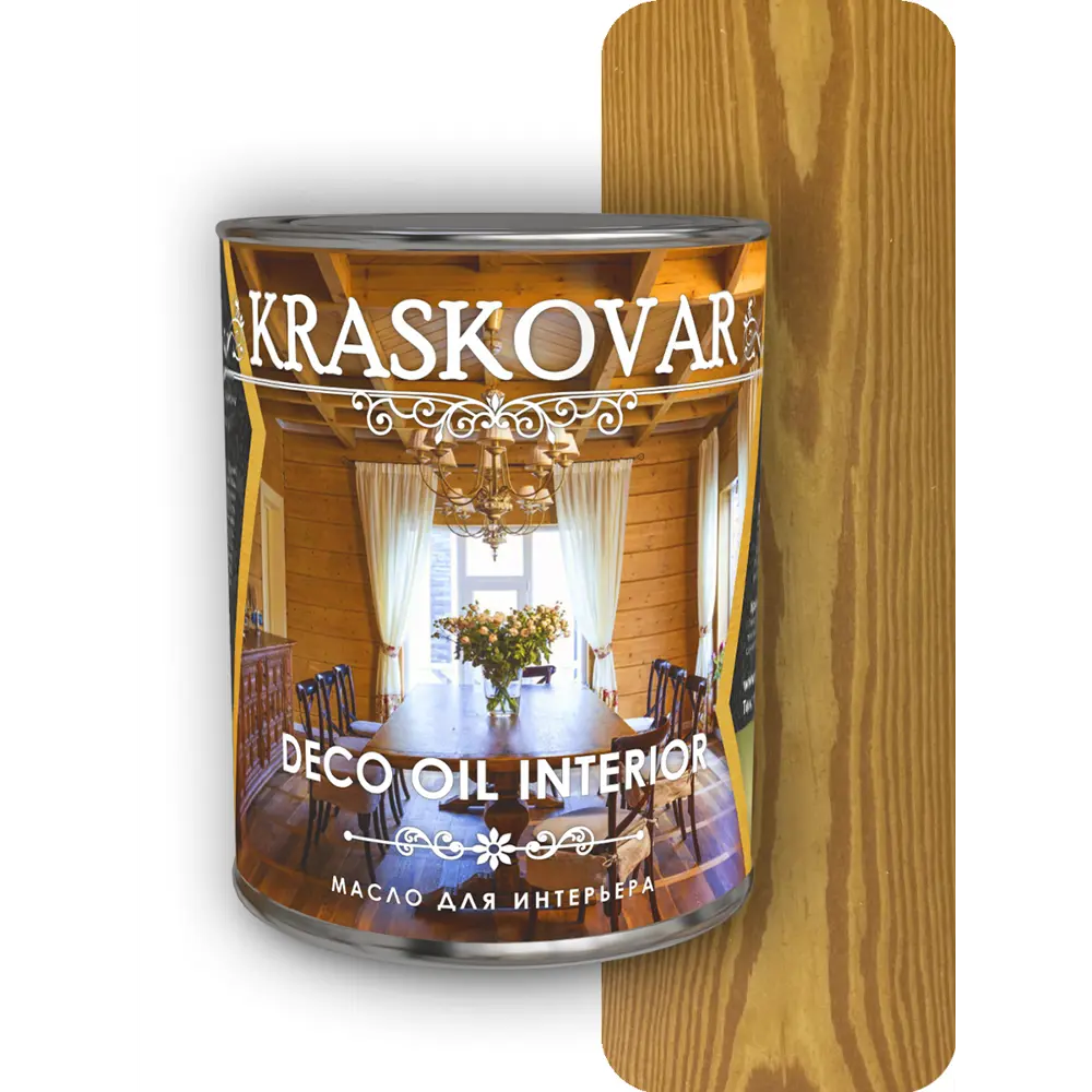 Фото Масло для интерьера Kraskovar Deco Oil Interior Тик 0.75 л