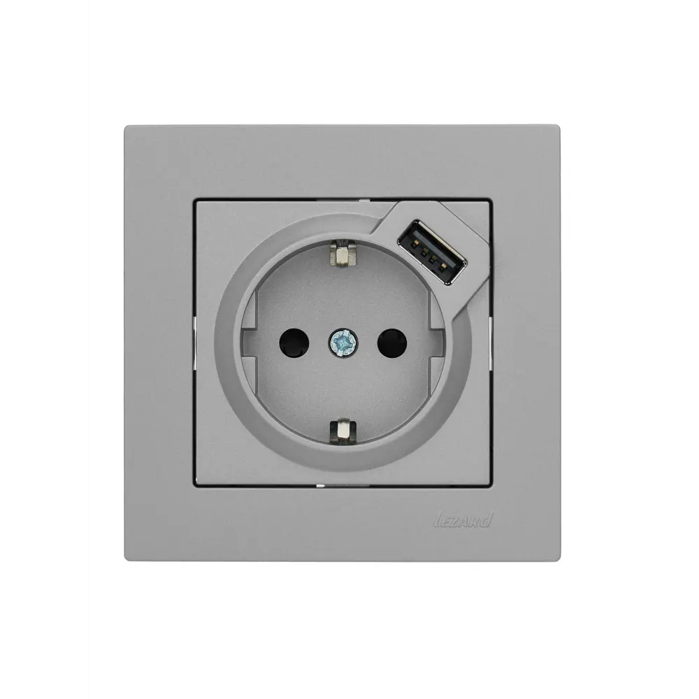 Фото 4 Розетка USB двойная встраиваемая Lezard Vesna 742-3588-181 с заземлением цвет платина Фото 4 Розетка USB двойная встраиваемая Lezard Vesna 742-3588-181 с заземлением цвет платина