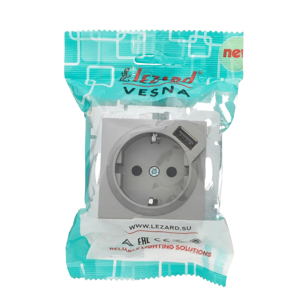 Фото 5 Розетка USB двойная встраиваемая Lezard Vesna 742-3588-181 с заземлением цвет платина Фото 5 Розетка USB двойная встраиваемая Lezard Vesna 742-3588-181 с заземлением цвет платина
