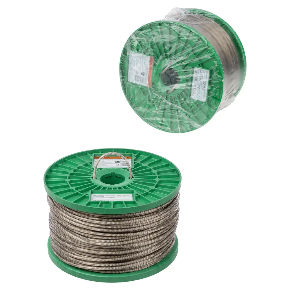 Фото Трос стальной в полимерной оболочке поверенный Tdm Electric ТСП-П-4-130 диаметр 4 мм длина 130 м катушка TDM Фото Трос стальной в полимерной оболочке поверенный Tdm Electric ТСП-П-4-130 диаметр 4 мм длина 130 м катушка TDM