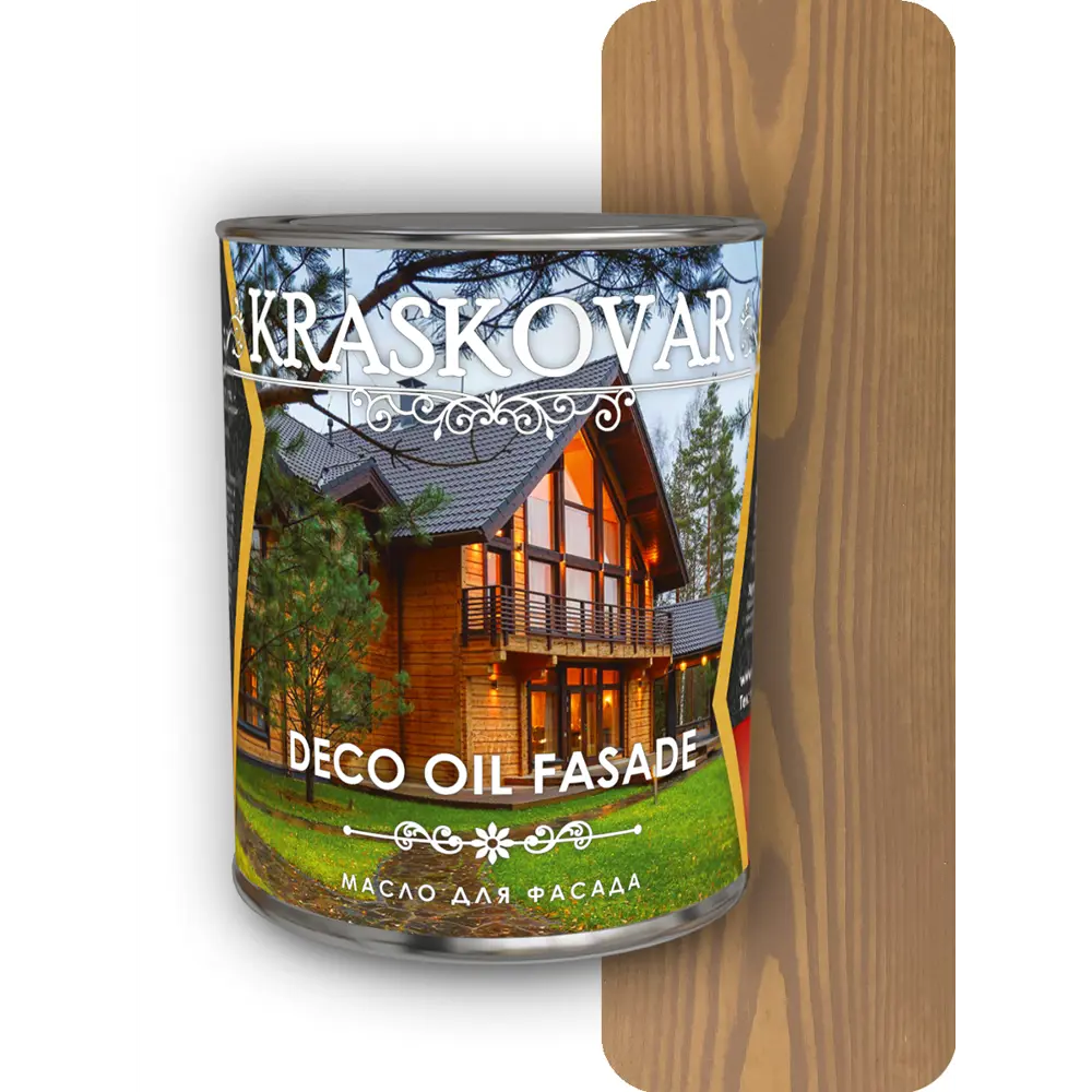 Фото Масло для фасада Kraskovar Deco Oil Fasade матовое цвет карамель 0.75 л Фото Масло для фасада Kraskovar Deco Oil Fasade матовое цвет карамель 0.75 л
