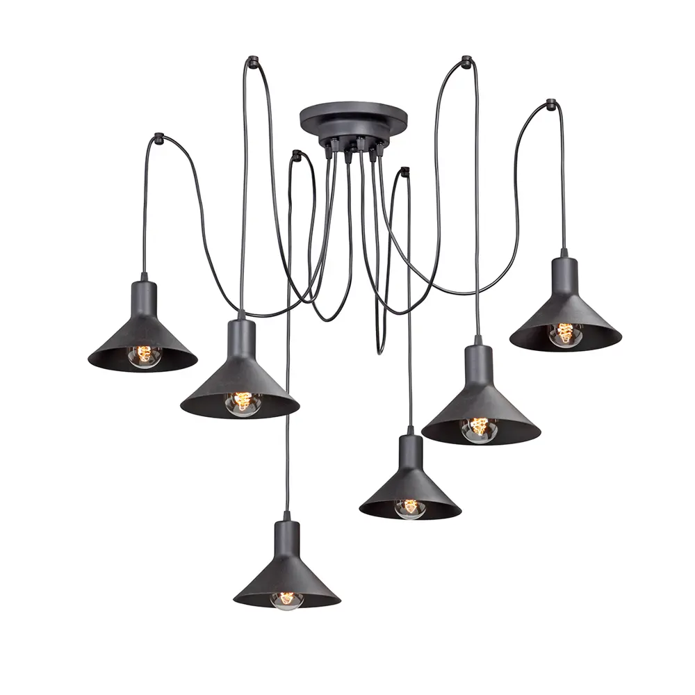 Фото Люстра Vitaluce V4786-1/6S 6хЕ27 лофт цвет черный Фото Люстра Vitaluce V4786-1/6S 6хЕ27 лофт цвет черный