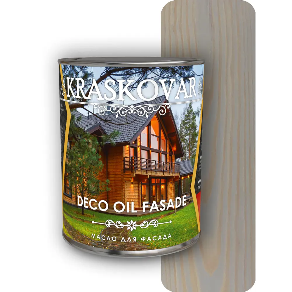 Фото Масло для фасада Kraskovar Deco Oil Fasade айсберг 0.75л Фото Масло для фасада Kraskovar Deco Oil Fasade айсберг 0.75л