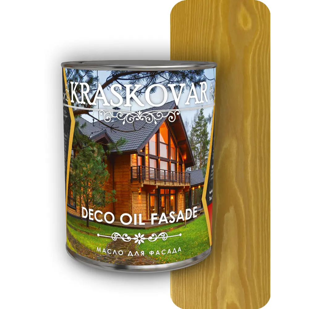 Фото Масло для фасада Kraskovar Deco Oil Fasade ель 0.75л Фото Масло для фасада Kraskovar Deco Oil Fasade ель 0.75л