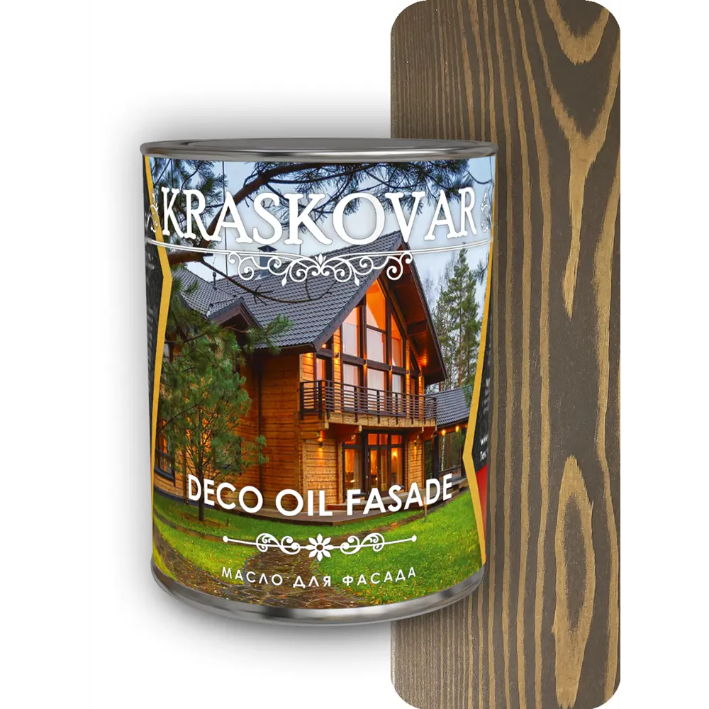 Фото Масло для фасада Kraskovar Deco Oil Fasade Палисандр 0.75 л Фото Масло для фасада Kraskovar Deco Oil Fasade Палисандр 0.75 л