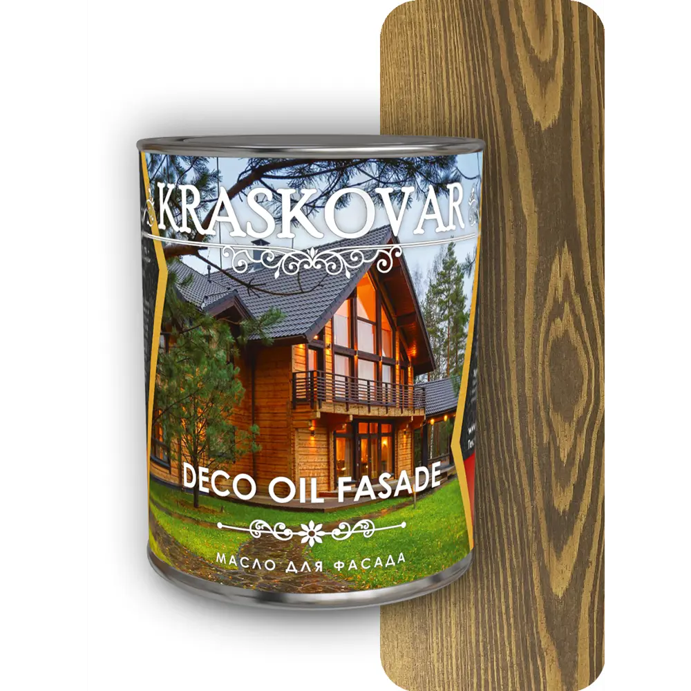 Фото Масло для фасада Kraskovar Deco Oil Fasade Орех 0.75 л Фото Масло для фасада Kraskovar Deco Oil Fasade Орех 0.75 л