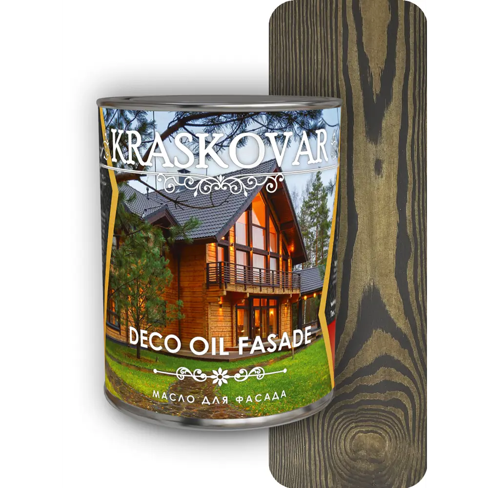 Фото Масло для фасада Kraskovar Deco Oil Fasade эбен 0.75л Фото Масло для фасада Kraskovar Deco Oil Fasade эбен 0.75л