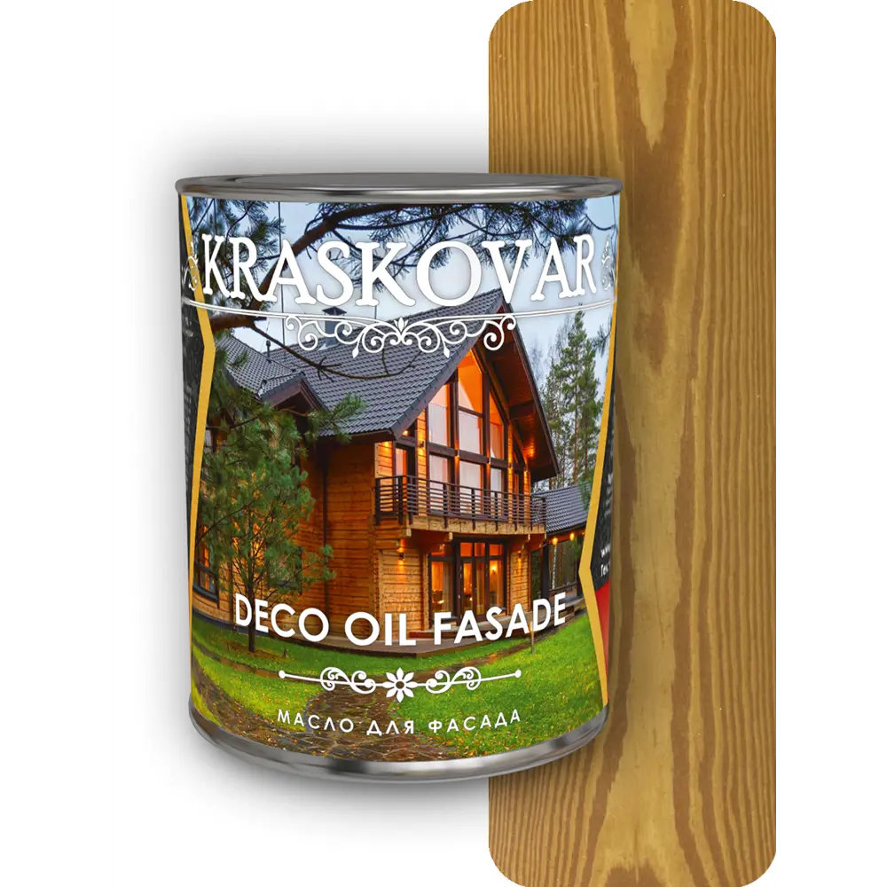 Фото Масло для фасада Kraskovar Deco Oil Fasade Тик 0.75 л Фото Масло для фасада Kraskovar Deco Oil Fasade Тик 0.75 л
