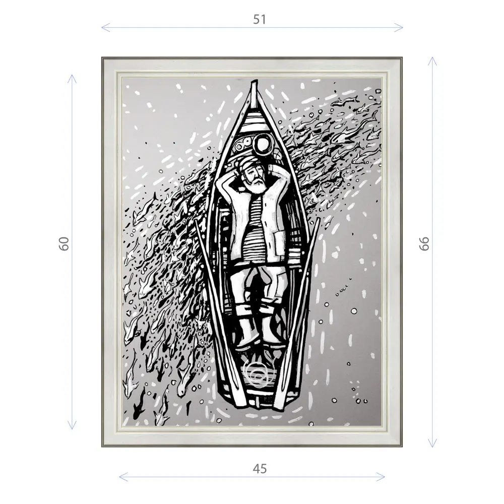 Фото Картина в раме Декор Депо Константин Малютин "Рыболов" E20 66x51 см