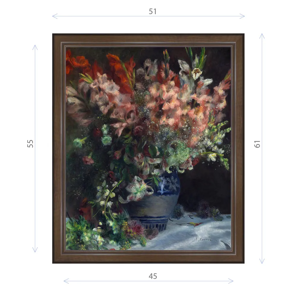 Фото Картина в раме Декор Депо Пьер Огюст Ренуар "Гладиолусы в вазе" E21 61x51 см