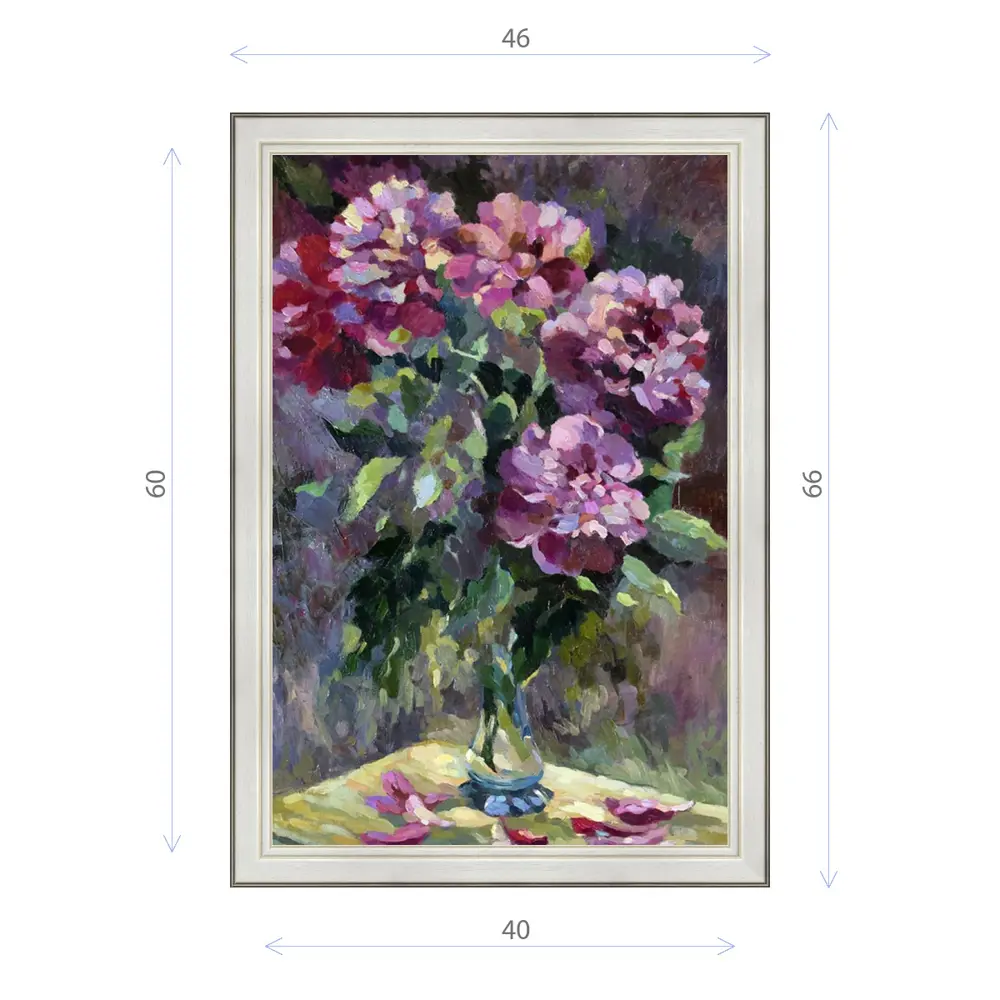 Фото Картина в раме Декор Депо Ксения Черномор "Пионы вечером" E20 66x46 см