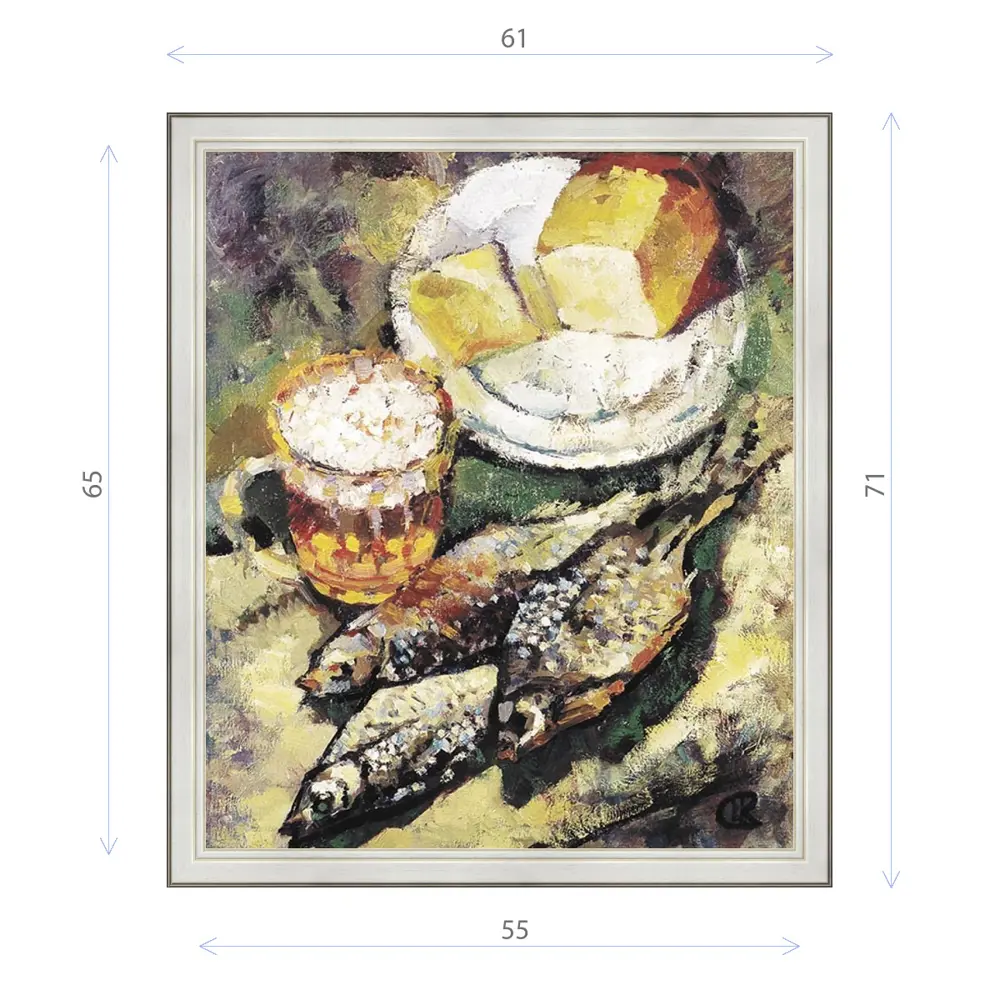 Фото Картина в раме Декор Депо Ксения Черномор "Пиво и рыба" E20 71x61 см