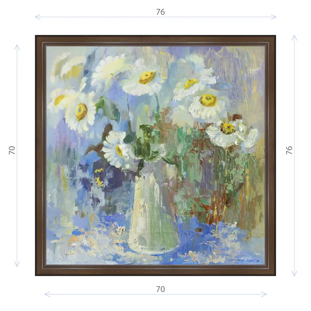 Фото Картина в раме Декор Депо Ксения Черномор "Ромашки" E21 76x76 см