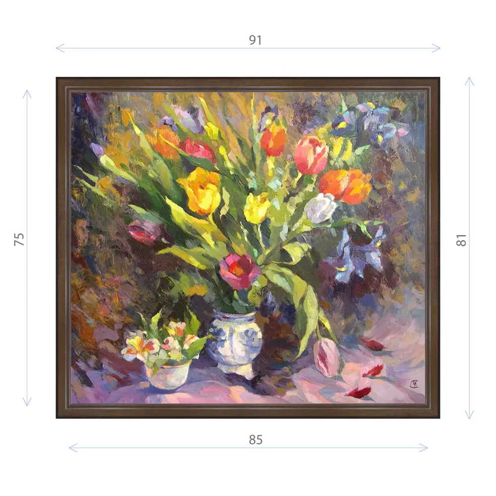 Фото Картина в раме Декор Депо Ксения Черномор "Тюльпаны" E21 81x91 см