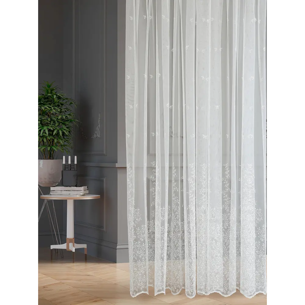 Фото 3 Тюль на шторной ленте At Home Таниф-38 150x250 см цвет белый