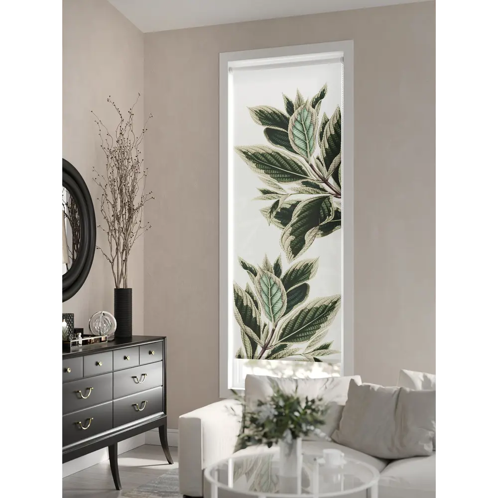 Фото 2 Рулонная штора AT Home Лист 62x170 см цвет белый, зеленый Фото 2 Рулонная штора AT Home Лист 62x170 см цвет белый, зеленый
