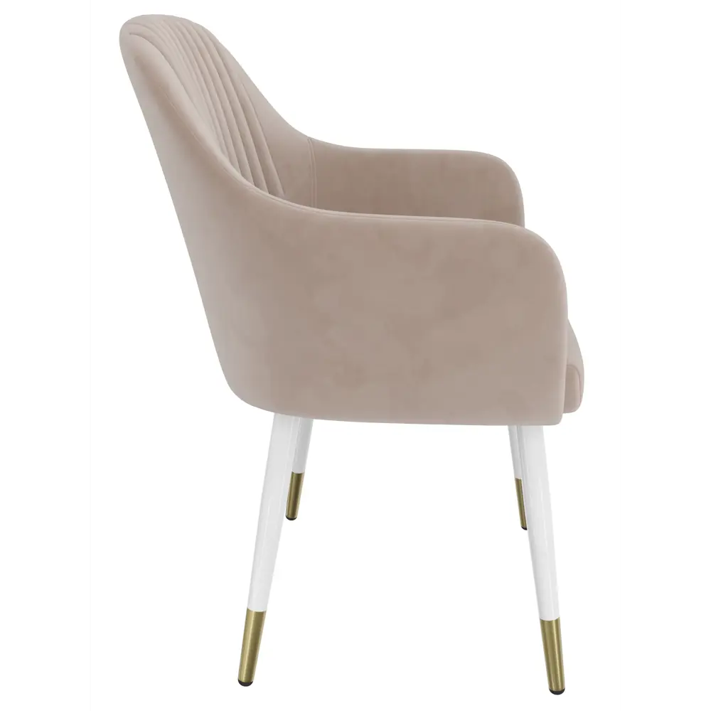 Фото 4 Кухонный стул Milavio Топаз 85x58x45 см велюр цвет кремовый/бело-золотой Фото 4 Кухонный стул Milavio Топаз 85x58x45 см велюр цвет кремовый/бело-золотой