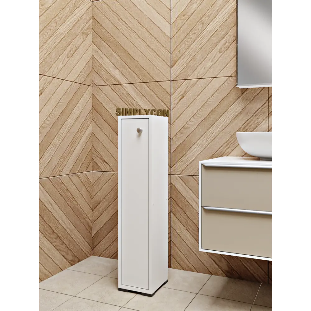 Фото 8 Тумба прикроватная Simplycon 20x95x22 см ЛДСП цвет белый Фото 8 Тумба прикроватная Simplycon 20x95x22 см ЛДСП цвет белый